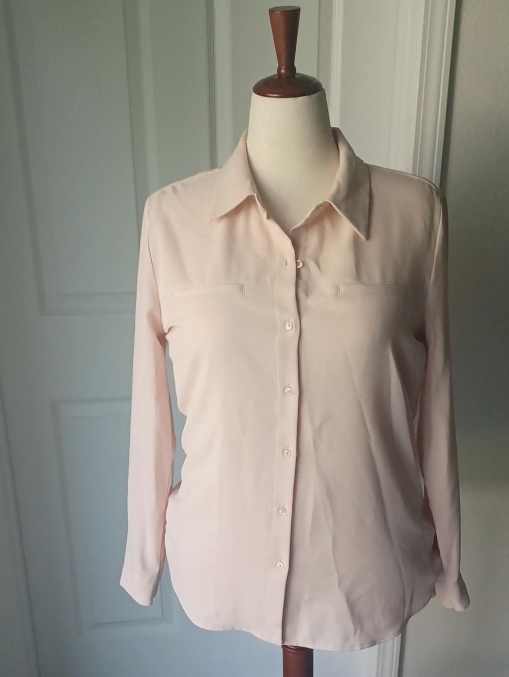 Alex Marie Pale Pink Button-Down Blouse Large